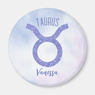 Söt Taurus Astrology Personlig Lila Magnet