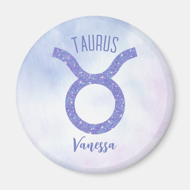Söt Taurus Astrology Personlig Lila  Magnet (Framsidan)