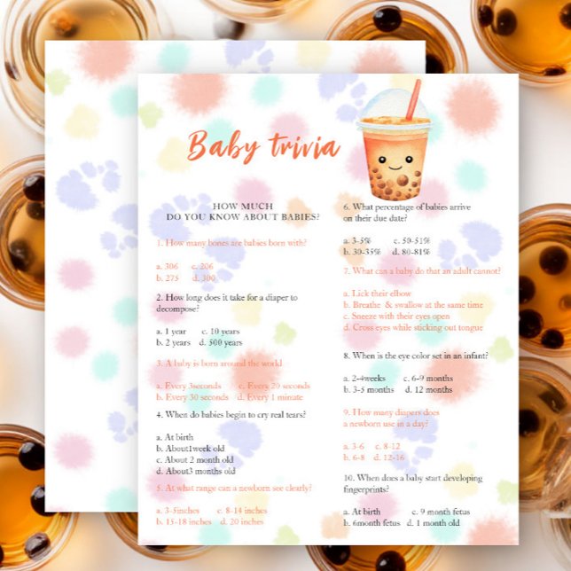 Söt-te baby shower - Baby Trivia Spel (Skapare uppladdad)