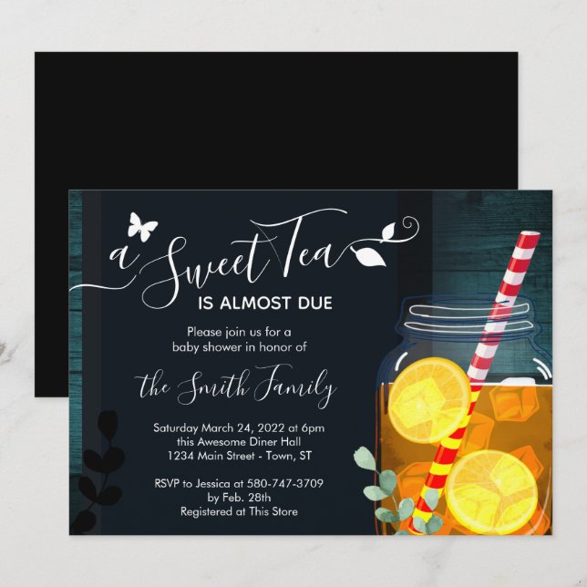 Söt Tea Baby Shower-inbjudan Inbjudningar (Fram/baksida)