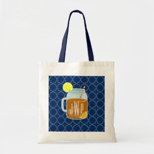 Söt Tea för Monogrammed Masonburk - marin Tygkasse