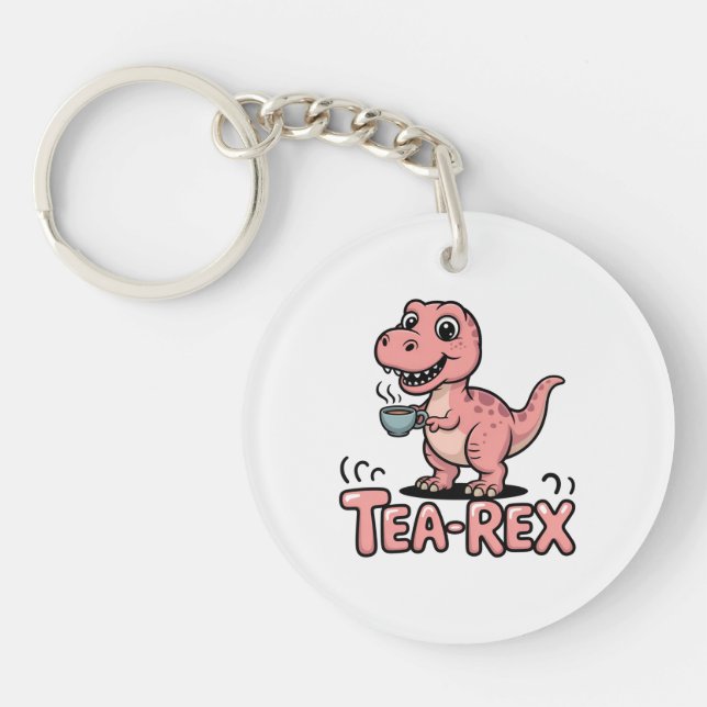 Söt Tea-Rex Rosa Dinosaurie – Att Dricka Te Händer (Framsidan)