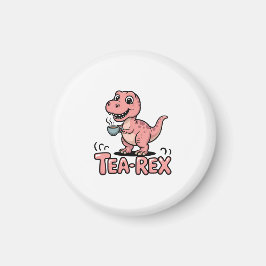 Söt Tea-Rex Rosa Dinosaurie – Att Dricka Te Händer Magnet