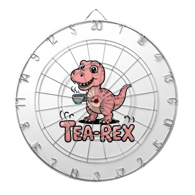 Söt Tea-Rex Rosa Dinosaurie – Tea Happens! Darttavla (Framsidan)