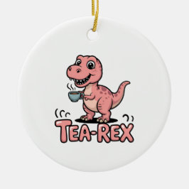 Söt Tea-Rex rosa dinosaurie – Tekopp bekymmer! Julgransprydnad Keramik