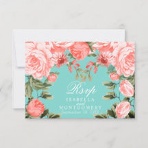 Söt Teal and Coral Blommigt Design - OSA