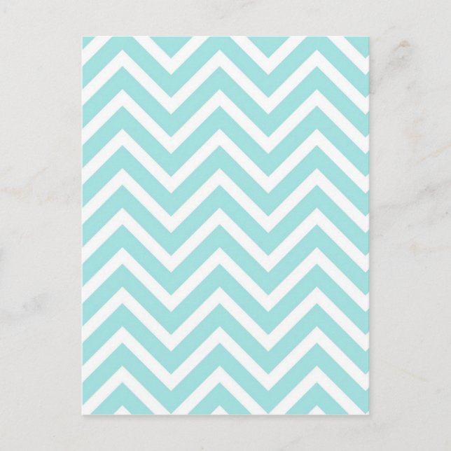 Söt Teal and White Chevron Mönster Vykort (Framsida)