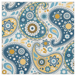Söt Teal Aqua och Guld Paisley Print Mönster Tyg