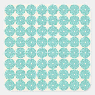 Söt Teal Aqua Turquise Blue Circles Disks Fyrkantigt Klistermärke