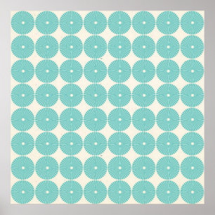 Söt Teal Aqua Turquise Blue Circles Disks Poster