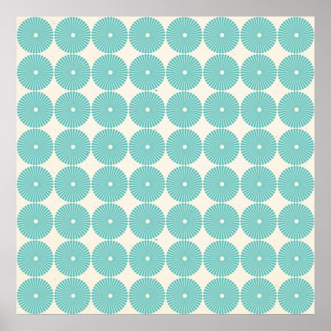 Söt Teal Aqua Turquise Blue Circles Disks Poster (Framsidan)