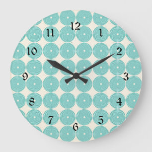 Söt Teal Aqua Turquise Blue Circles Disks Stor Klocka