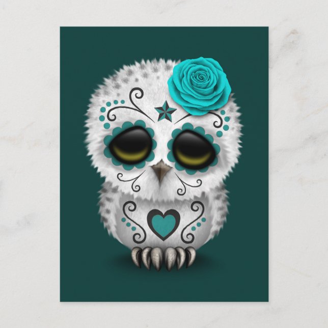 Söt Teal-dödens dag Sockerkalle-uggla Vykort (Framsida)