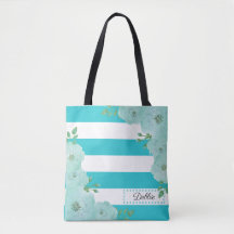 Söt Teal Flowers and Rand tote Bag