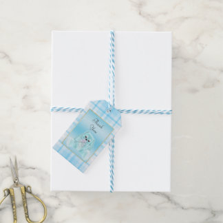Söt Teal Kanin Kanin Tack Baby Shower Presentetikett