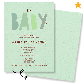 Söt Teal Minimal Könsneutral Oh Baby Shower Inbjudningar