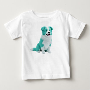 Söt teal och vit Border Collie-valp T Shirt
