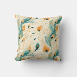 Söt Teal Orange Cream Peacock Kudde