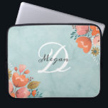 Söt Teal Rosa Blommigt Monogram Laptop Fodral<br><div class="desc">Fashionable Mongrammed Designer,  bärbar dator fodral. Ett Söt tillbehör till din bärbara dator. Anpassa den för dig själv eller för en gåva. Designad av Blackberry Boulevard.</div>