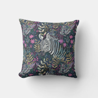 Söt teal rosa zebra head dekorativ kudde