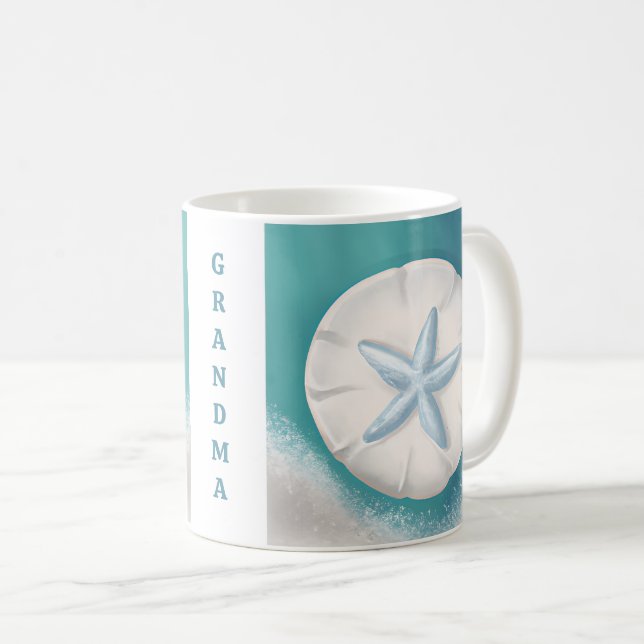 Söt Teal Starfish Personlig Beachy Kaffemugg (Framsida höger)