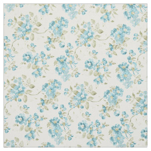 Söt Teal Turcos Blommönster Vattenfärg Tyg