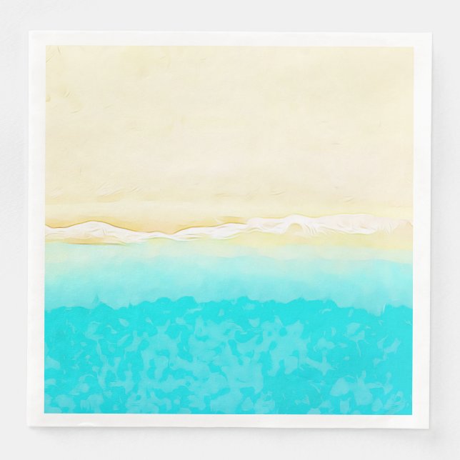 Söt Teal Vatten Ocean Shore Beach THEMET Pappersservett (Framsida)
