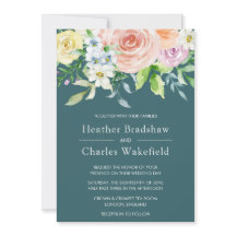 Söt Teal Watercolor Blommigt Bröllop