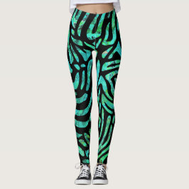 Söt Teal Zebra Rand Design Leggings