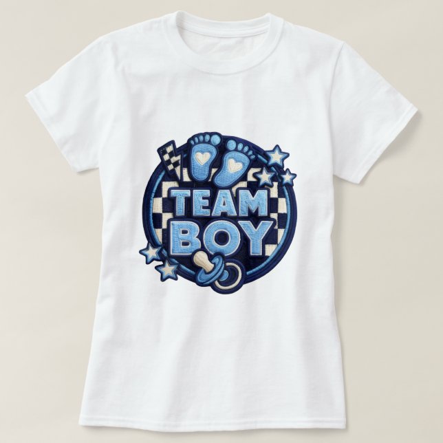 Söt Team Pojke Könsbestämning T-Shirt (Design framsida)