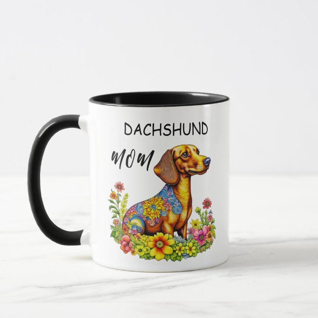 Söt Tecknad AI-Dackel Mamma Mugg (Vänster)