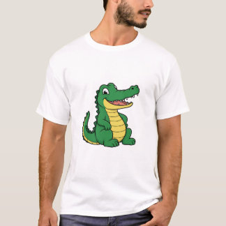 Söt Tecknad Alligator Rolig Senare Gator T-Shirt