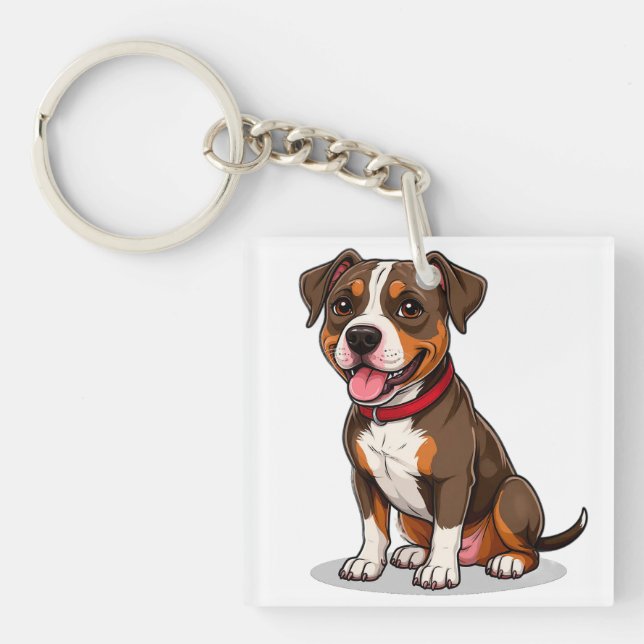 Söt Tecknad Amerikansk Pit Bull Hund  (Framsidan)
