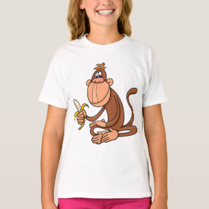 Söt Tecknad Apa med Banan Roligt Djur T Shirt