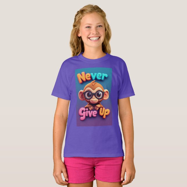 Söt Tecknad Apa Med Glasögon T Shirt (Hel framsida)