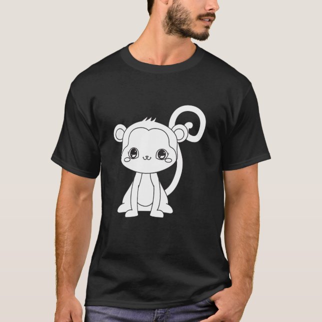 Söt Tecknad Apa  T Shirt (Framsida)
