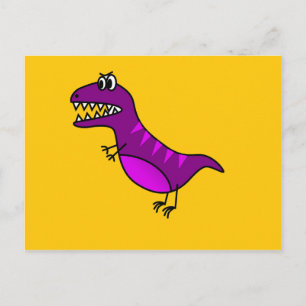 Söt tecknad arg lila dinosaurie vykort