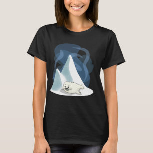Söt Tecknad Baby Harp Seal & Friendly Polar Bear T Shirt