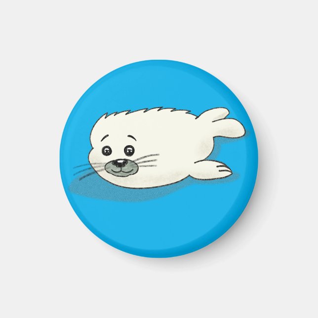 Söt Tecknad Baby Harp Seal Magnet (Framsidan)