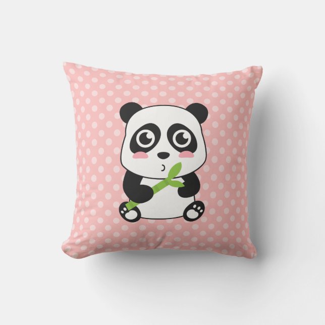 Söt Tecknad Baby Panda Kudde (Framsida)