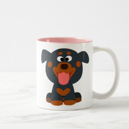 Söt tecknad baby rottweiler-mugg Två-Tonad mugg