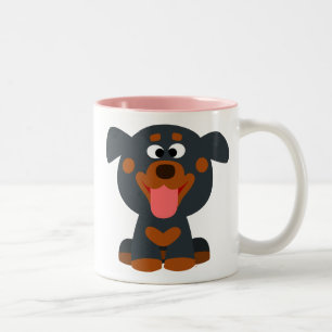 Söt tecknad baby rottweiler-mugg Två-Tonad mugg