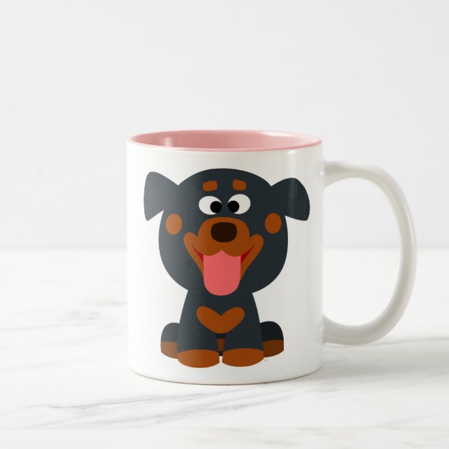 Söt tecknad baby rottweiler-mugg Två-Tonad mugg (Höger)