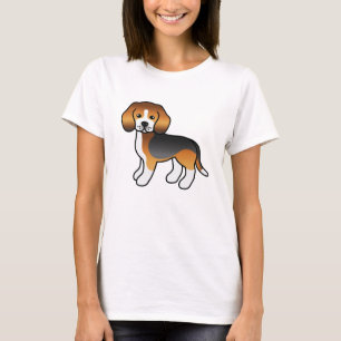 Söt tecknad beagle hund med trefärgad päls t-shirt