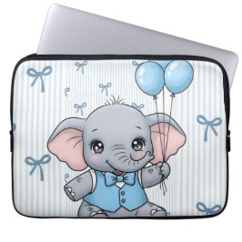 Söt Tecknad Bebis Elefant Blå Barn Laptop-fodral Laptop Fodral