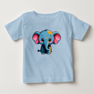 Söt Tecknad Bebis Elefant T Shirt