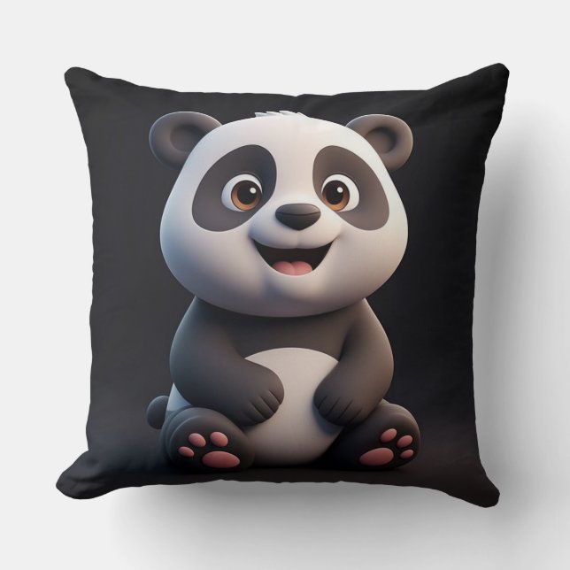 Söt Tecknad Bebis Panda Kudde (Framsida)