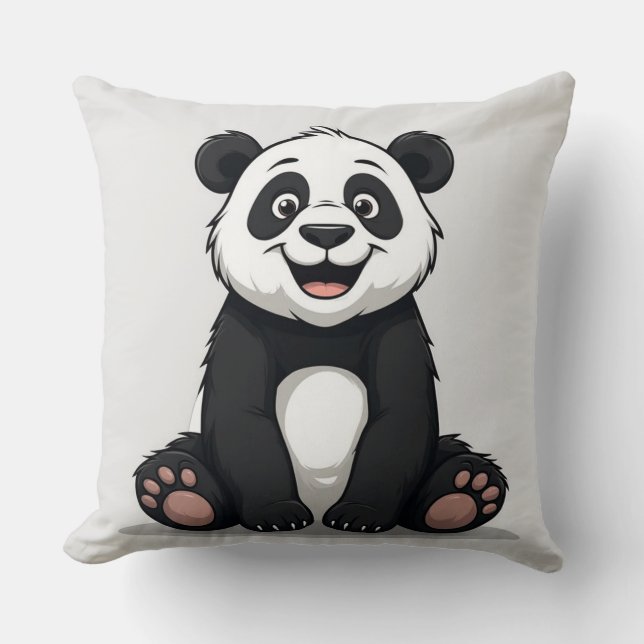 Söt Tecknad Bebis Panda Kudde (Framsida)