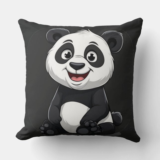 Söt Tecknad Bebis Panda Kudde (Framsida)