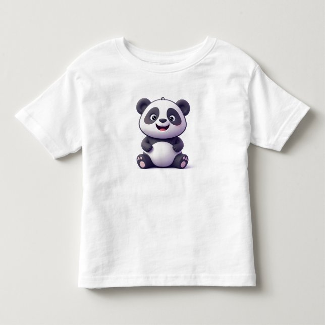 Söt Tecknad Bebis Panda T Shirt (Framsida)